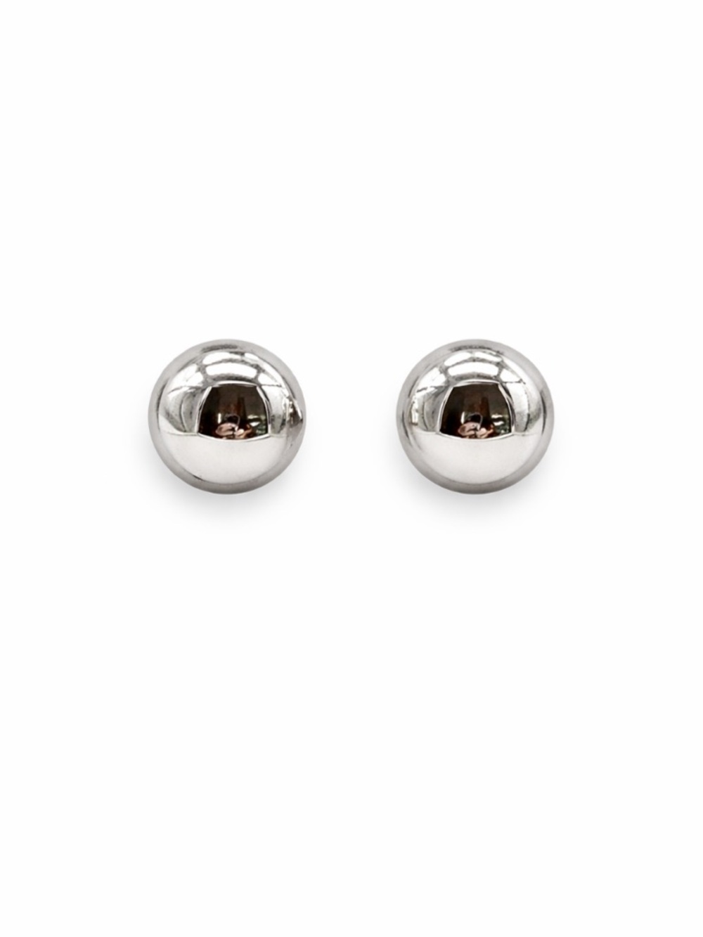 Carla Vintage Stainless Steel Half Ball Stud Earrings Signed Silver Made USA